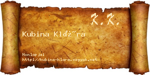 Kubina Klára névjegykártya